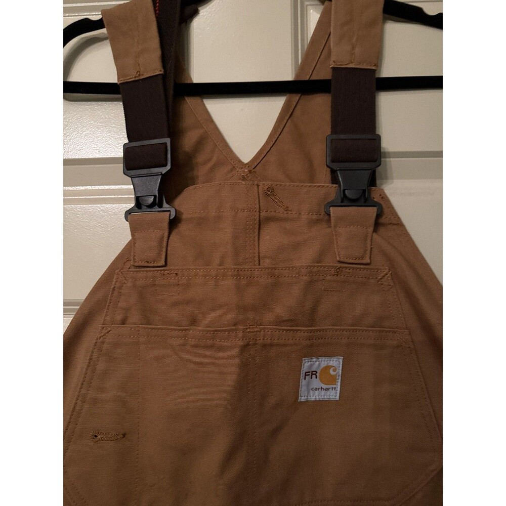 Carhartt FR Bib Overalls Mens 48x32 Brown Duck Canvas Flame Resistant Workwear